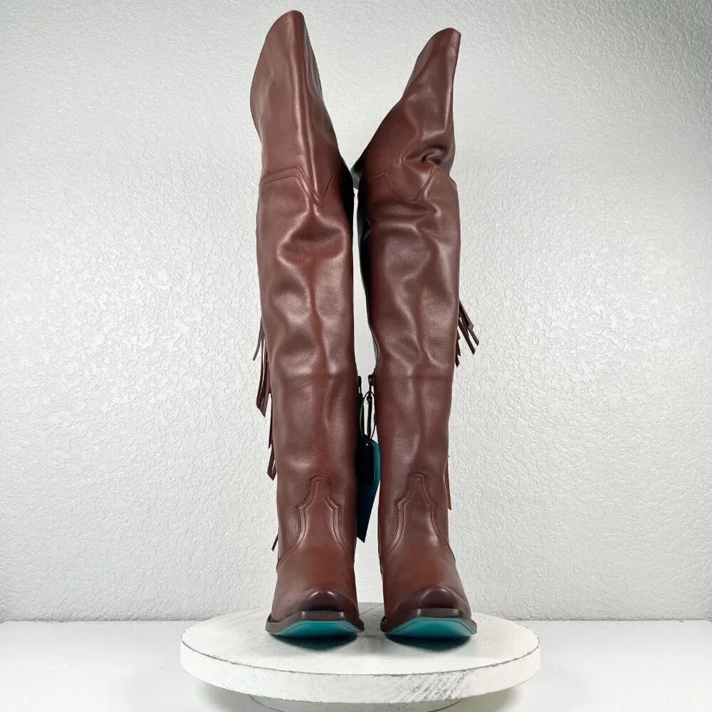Lane KATORI Over the Knee Womens Cowboy Boots 5.5 Brown Western Cowgirl Fringe